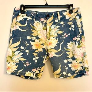 Men's Polo Ralph Lauren Floral Bermuda Hawaiian Shorts Size 34 Linen / Cotton